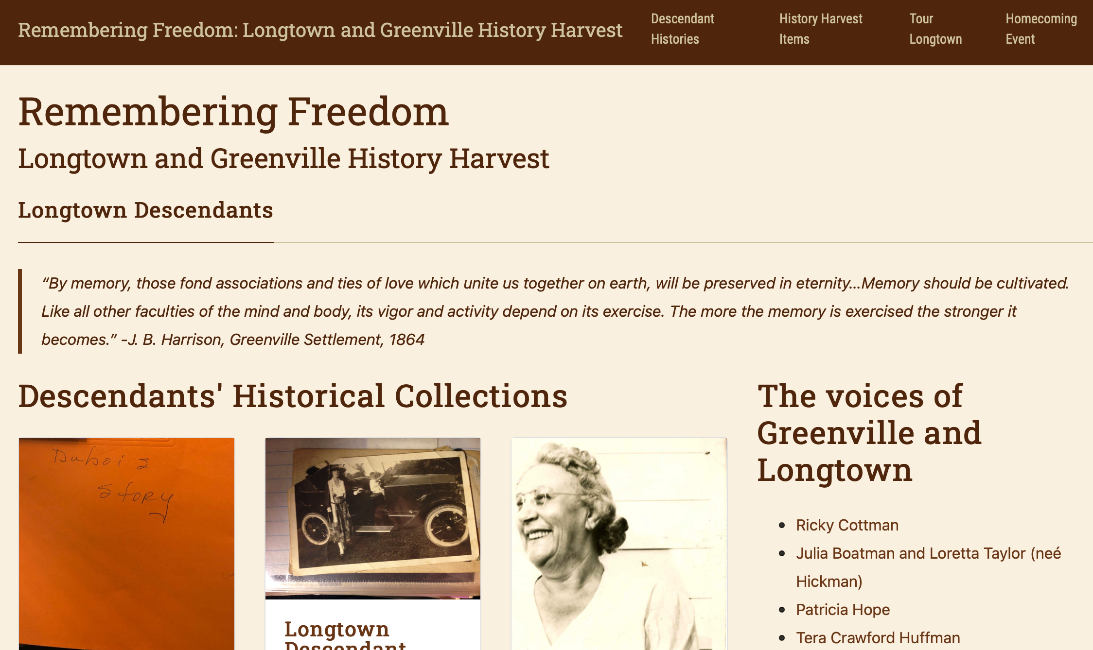 Remembering Freedom History Harvest